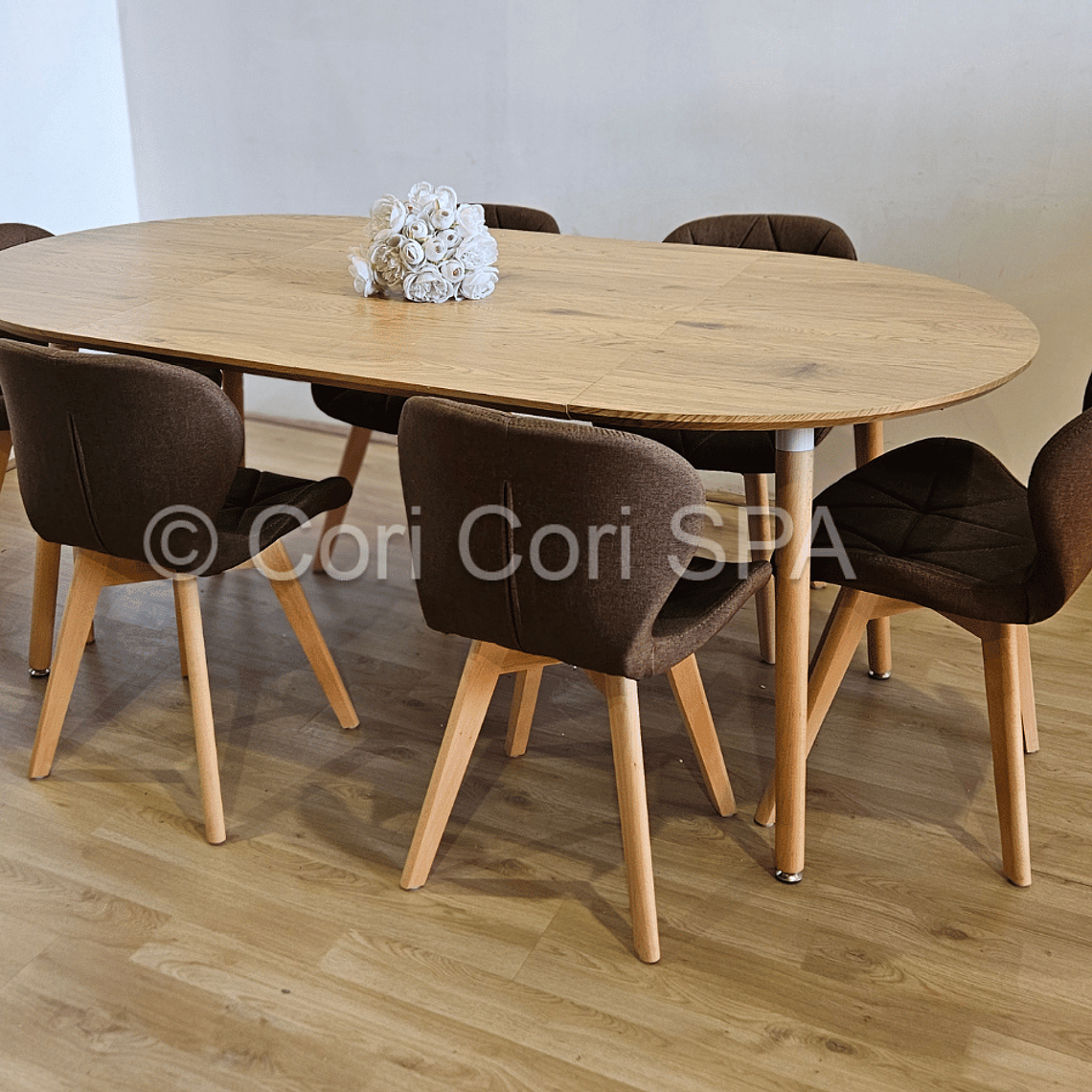 Comedor Mesa Expandible (100 - 180cms) + 6 Sillas Mariposa Lino 5