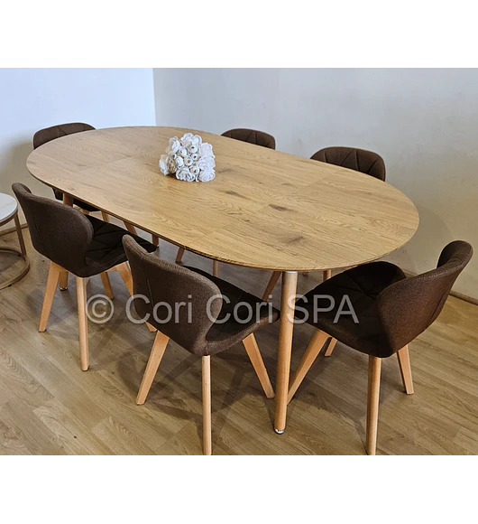 Comedor Mesa Expandible (100 - 180cms) + 6 Sillas Mariposa Lino