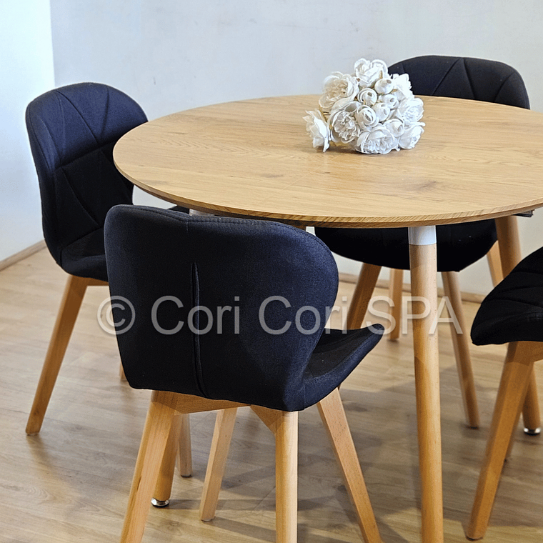 Comedor Mesa Expandible (100 - 180cms) + 4 Sillas Mariposa Lino 27