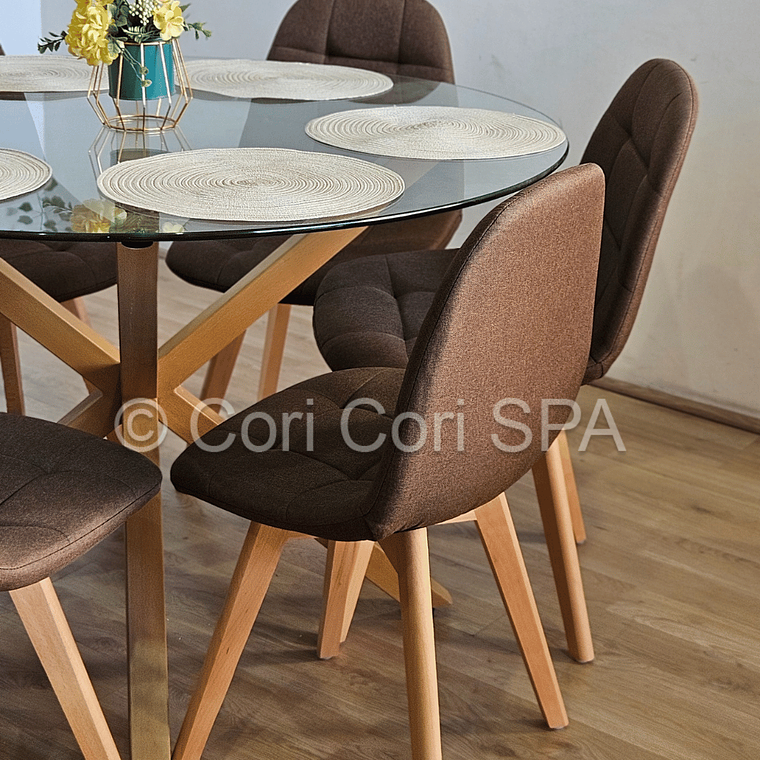 Comedor Warwick 120Cms + 6 Sillas Capitonne Lino 2