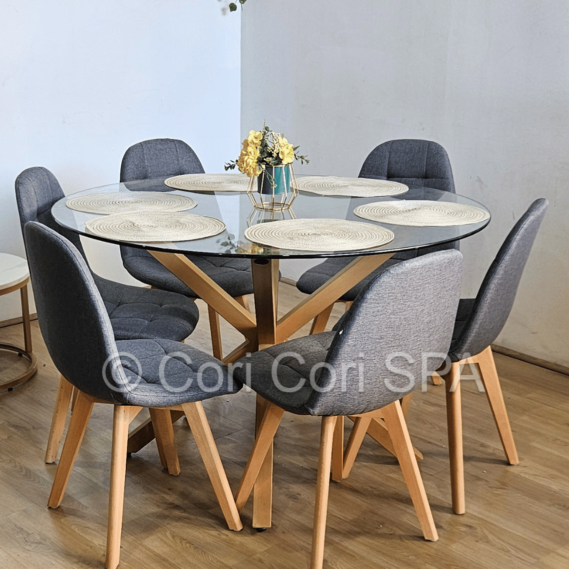 Comedor Warwick 120Cms + 6 Sillas Capitonne Lino 8