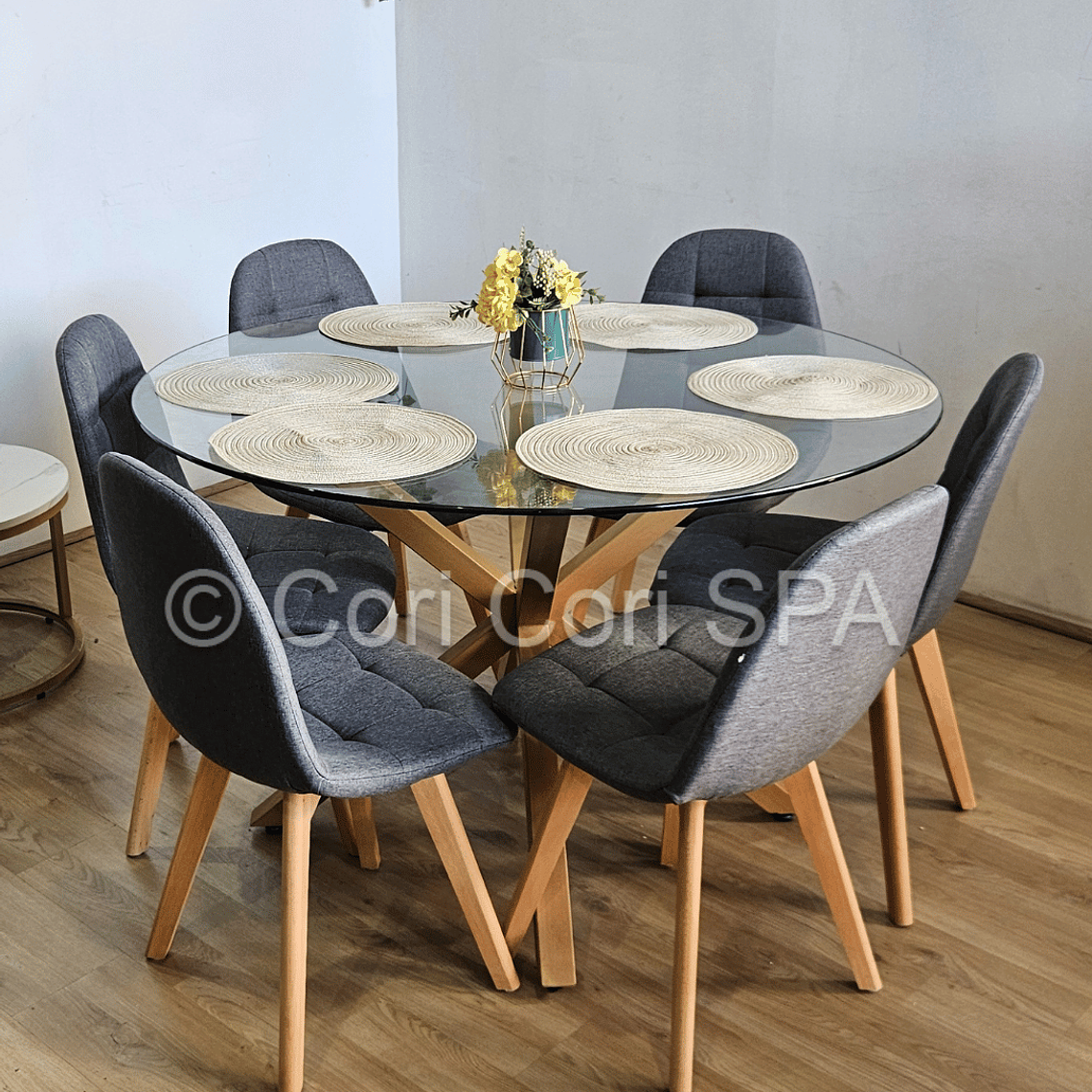 Comedor Warwick 120Cms + 6 Sillas Capitonne Lino 9