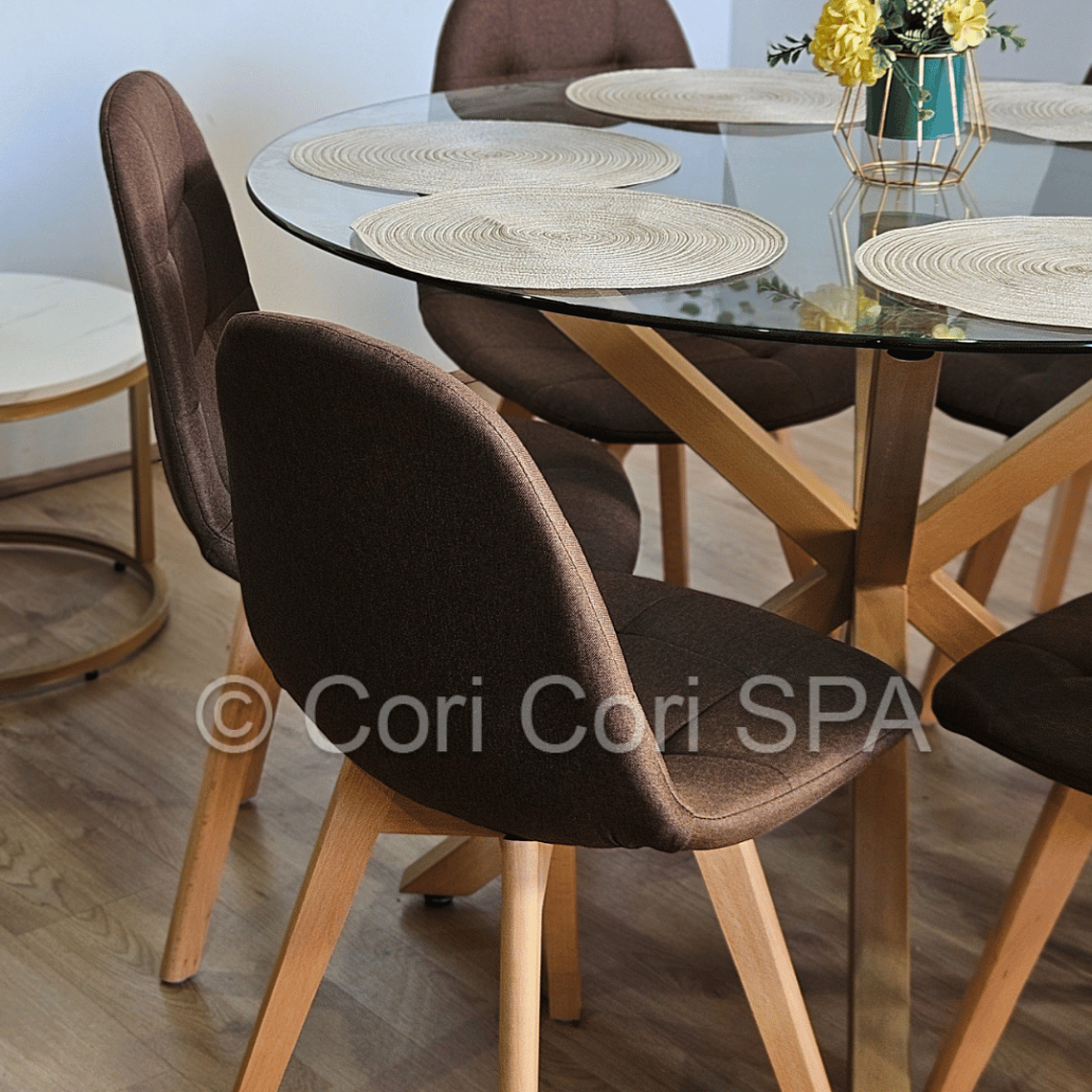 Comedor Warwick 120Cms + 6 Sillas Capitonne Lino 10