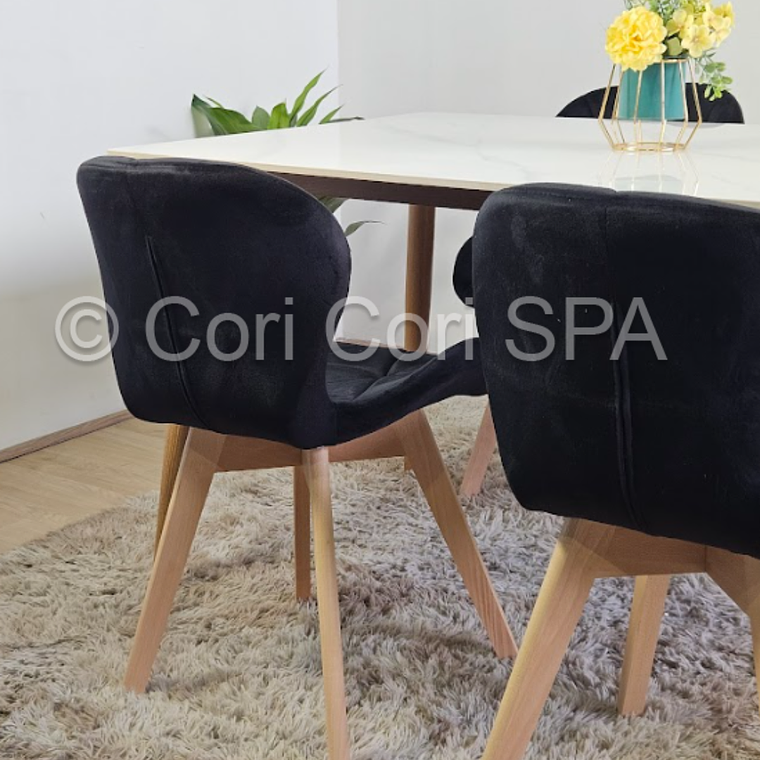 Comedor Mármol 120x80cm  + 4 Sillas Mariposa Velvet 7