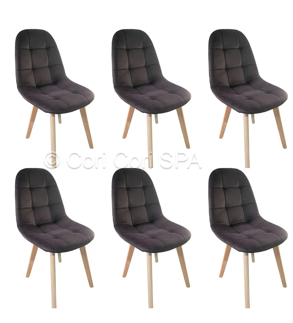 Comedor Madrid 140x80cms + 6 Sillas Capitonné Velvet 