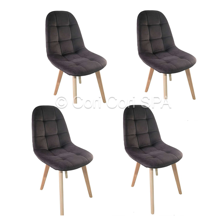 Comedor Tulip Gold Mármol 100cm + 4 Sillas Capitonne Velvet 14