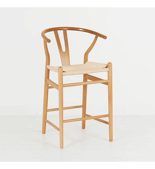 Taburete Wishbone Madera y Hilo de Cuerda - Natural