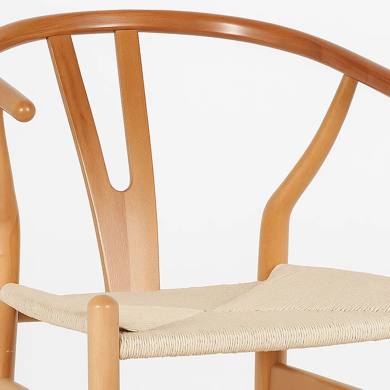 Taburete Wishbone Madera y Hilo de Cuerda - Natural 5