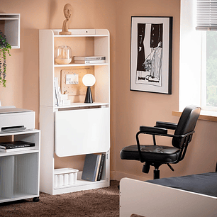 Estantería con Escritorio Plegable Compacto - Blanco