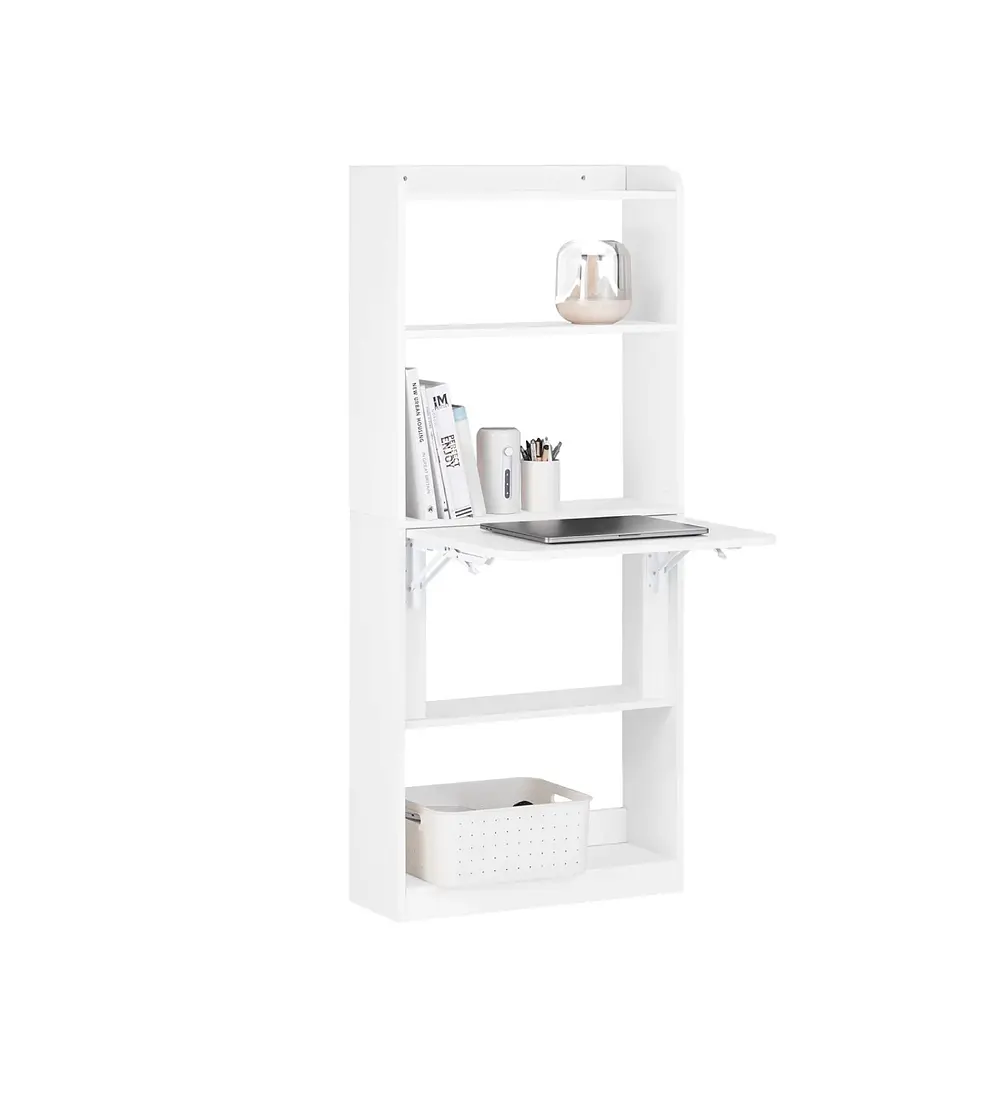 Estantería con Escritorio Plegable Compacto - Blanco