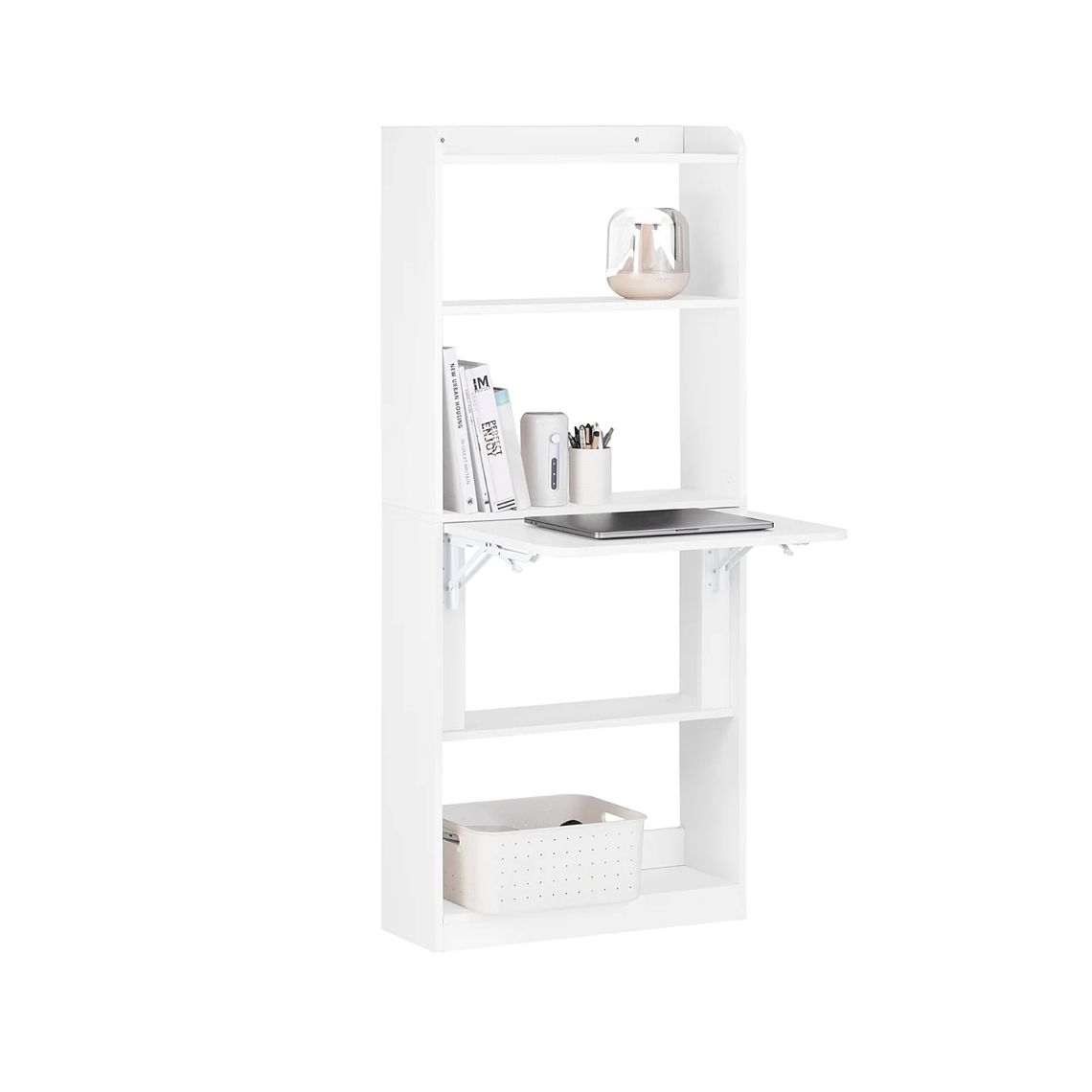 Estantería con Escritorio Plegable Compacto - Blanco 2