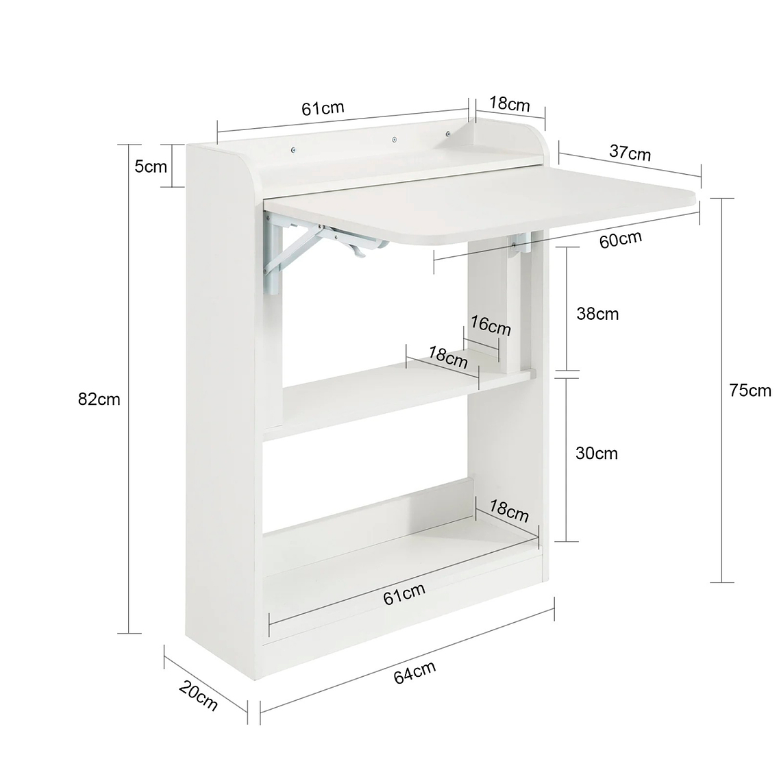 Escritorio Multifuncional Blanco - Compacto con Estanterías 4