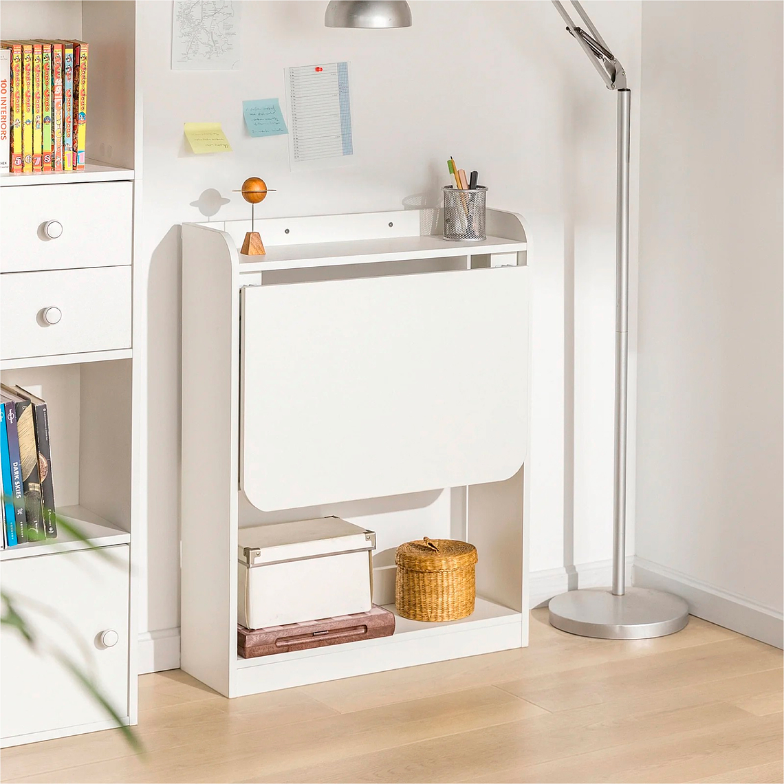 Escritorio Multifuncional Blanco - Compacto con Estanterías 10
