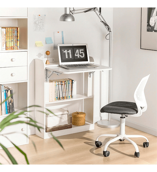 Escritorio Multifuncional Blanco - Compacto con Estanterías
