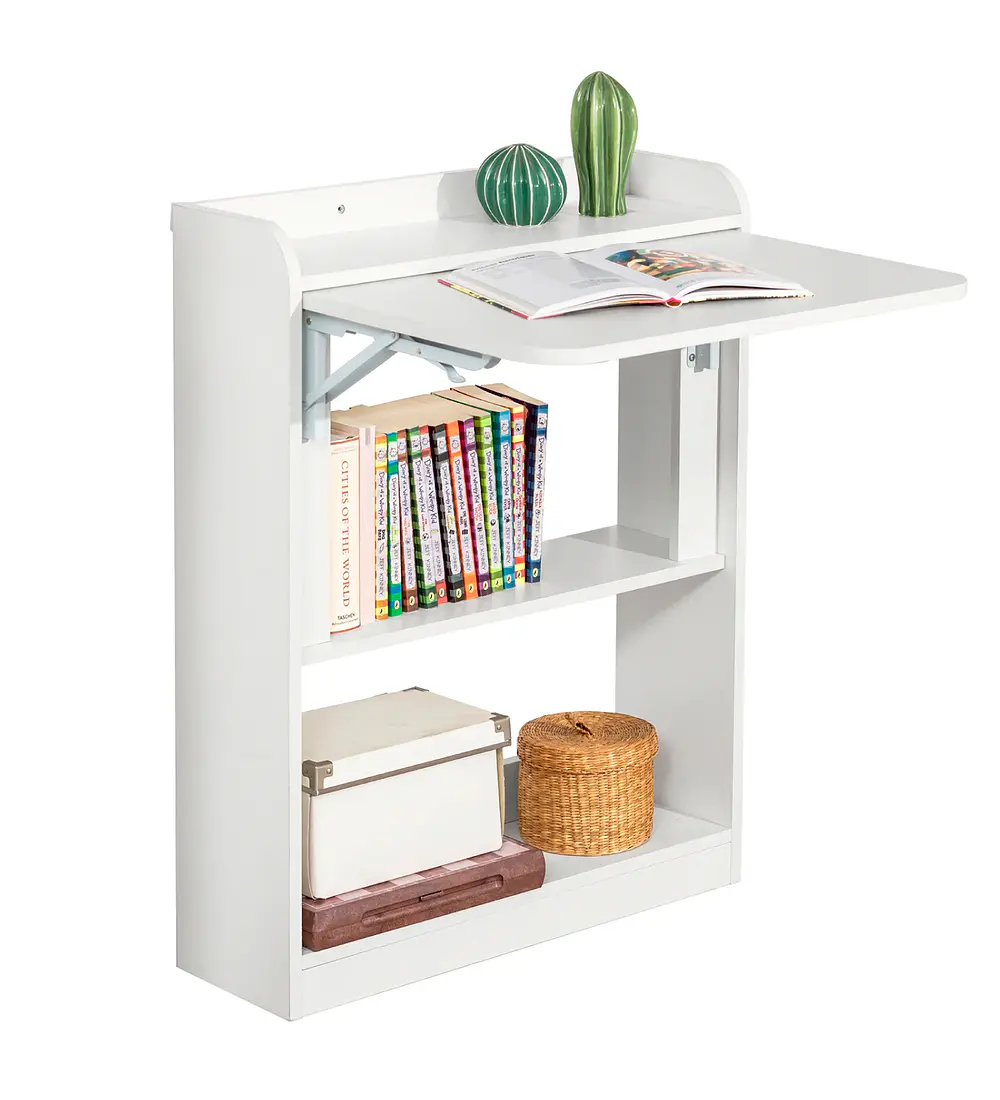 Escritorio Multifuncional Blanco - Compacto con Estanterías