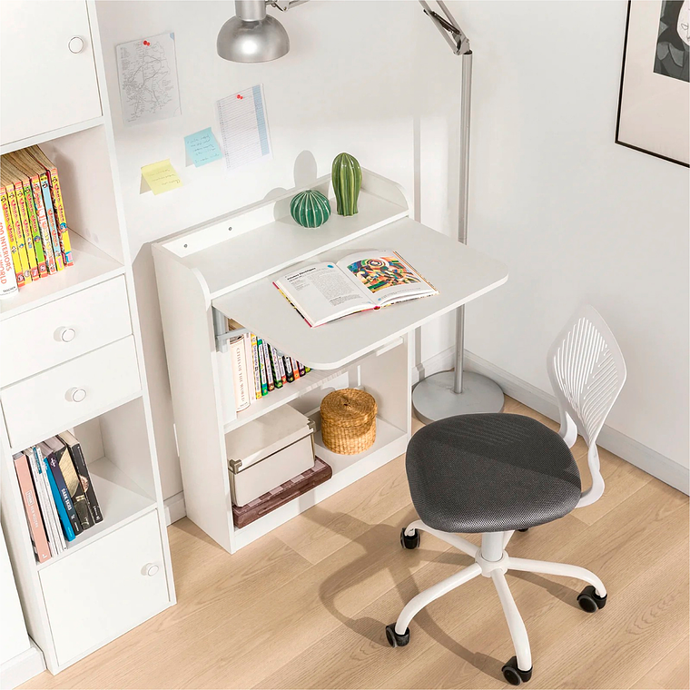 Escritorio Multifuncional Blanco - Compacto con Estanterías 2