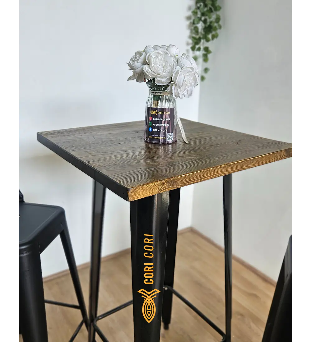 Mesa Tolix Bar - Madera