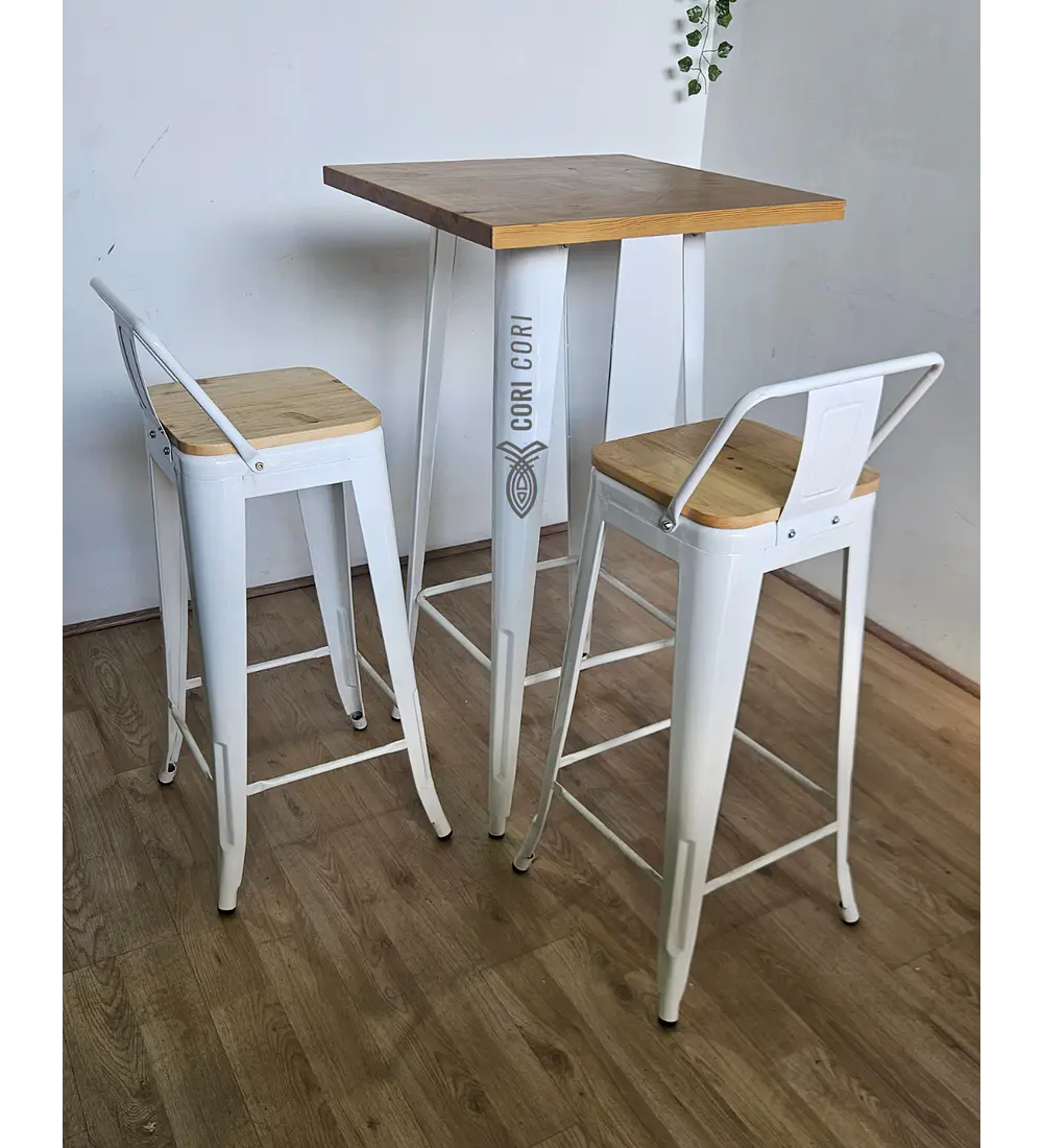 Mesa Tolix Bar - Madera