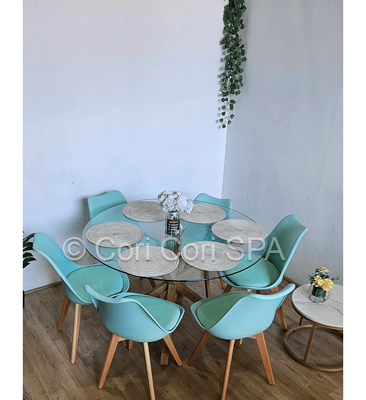 Comedor Warwick 120cm + 6 Sillas Tulip