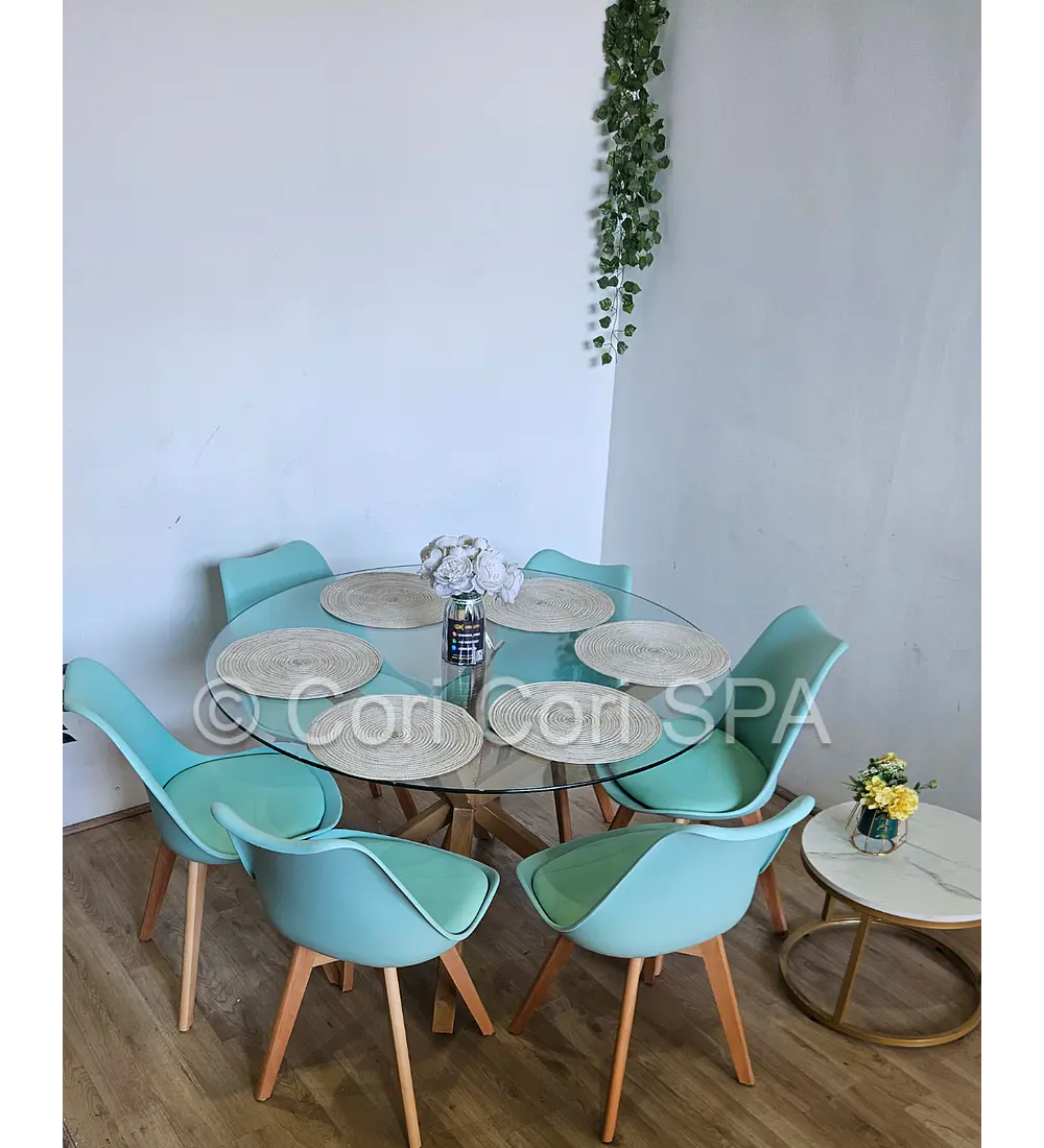 Comedor Warwick 120cm + 6 Sillas Tulip
