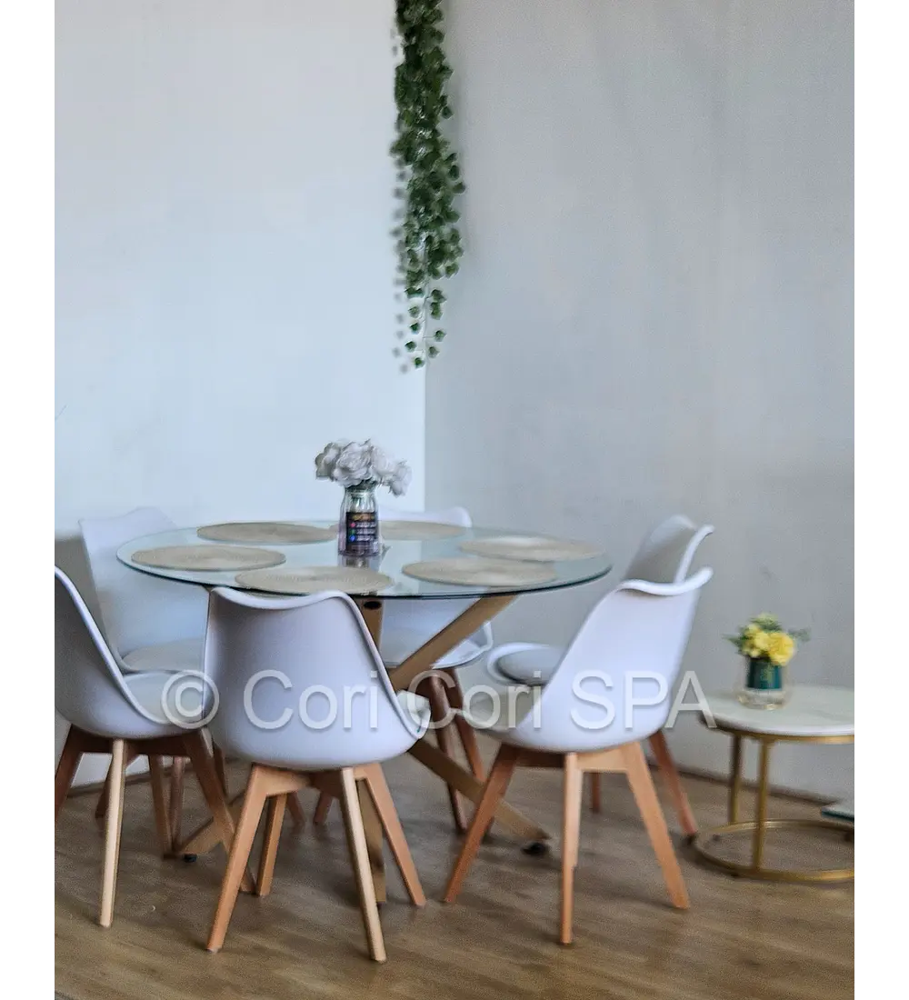 Comedor Warwick 120cm + 6 Sillas Tulip
