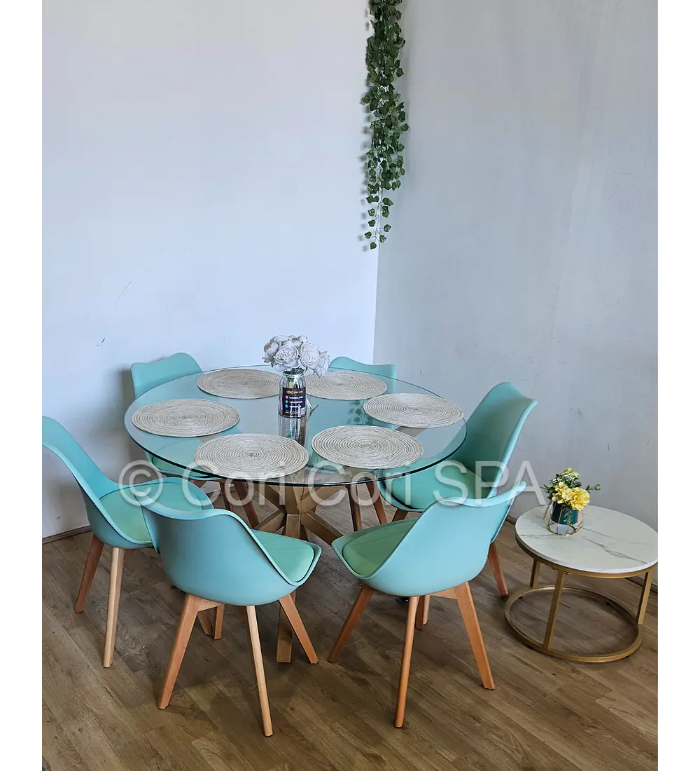 Comedor Warwick 120cm + 6 Sillas Tulip