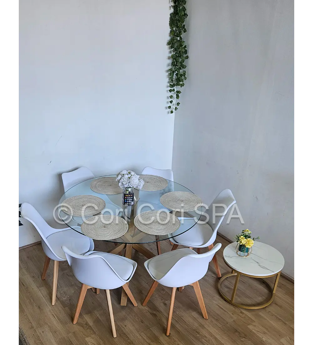 Comedor Warwick 120cm + 6 Sillas Tulip