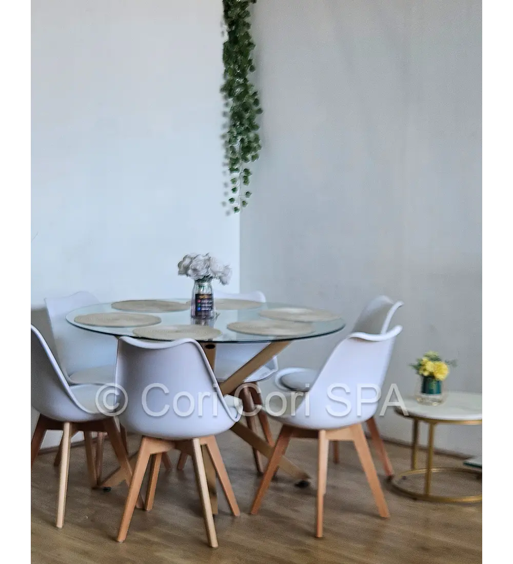 Comedor Warwick 120cm + 6 Sillas Tulip