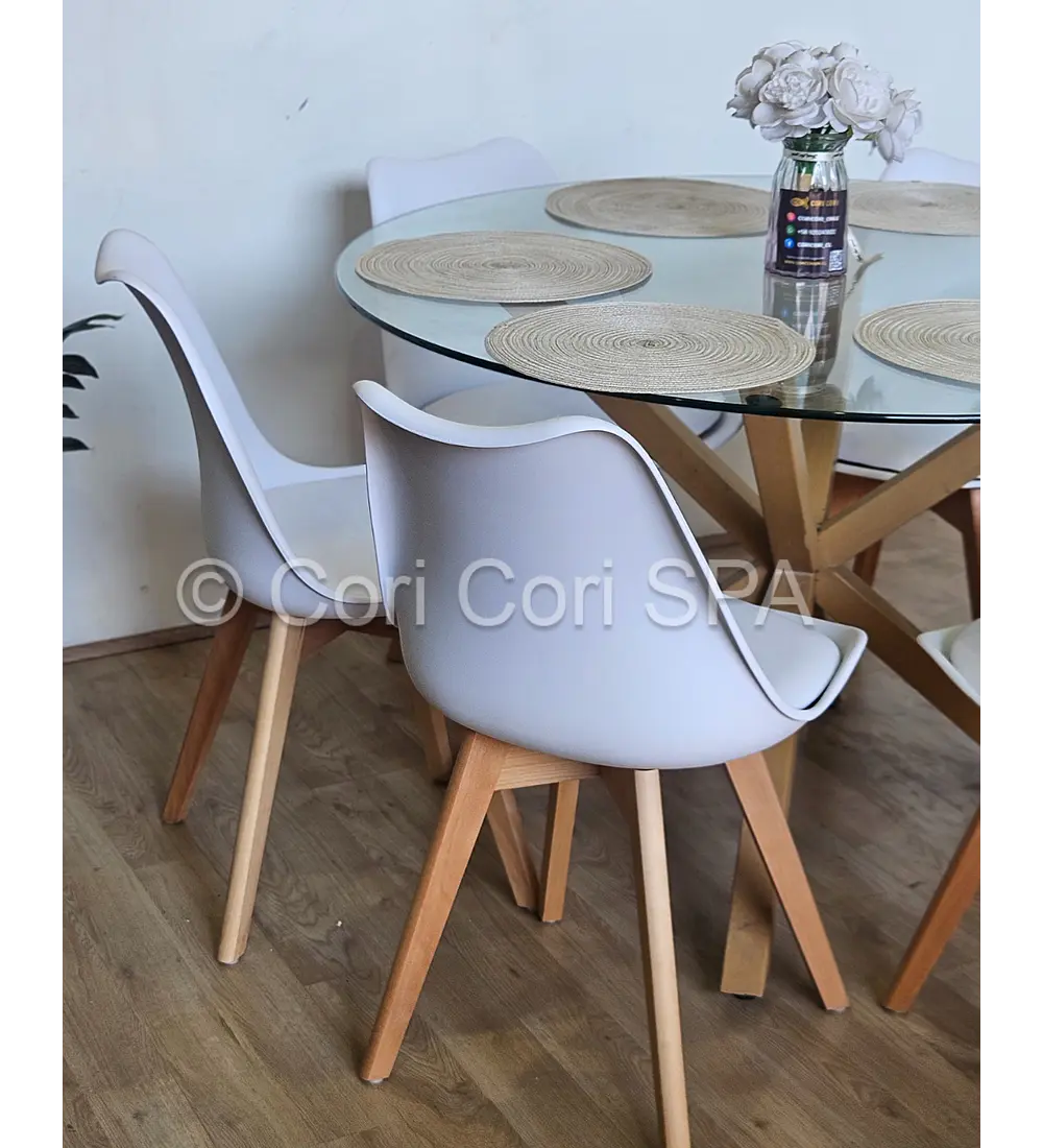 Comedor Warwick 120cm + 6 Sillas Tulip
