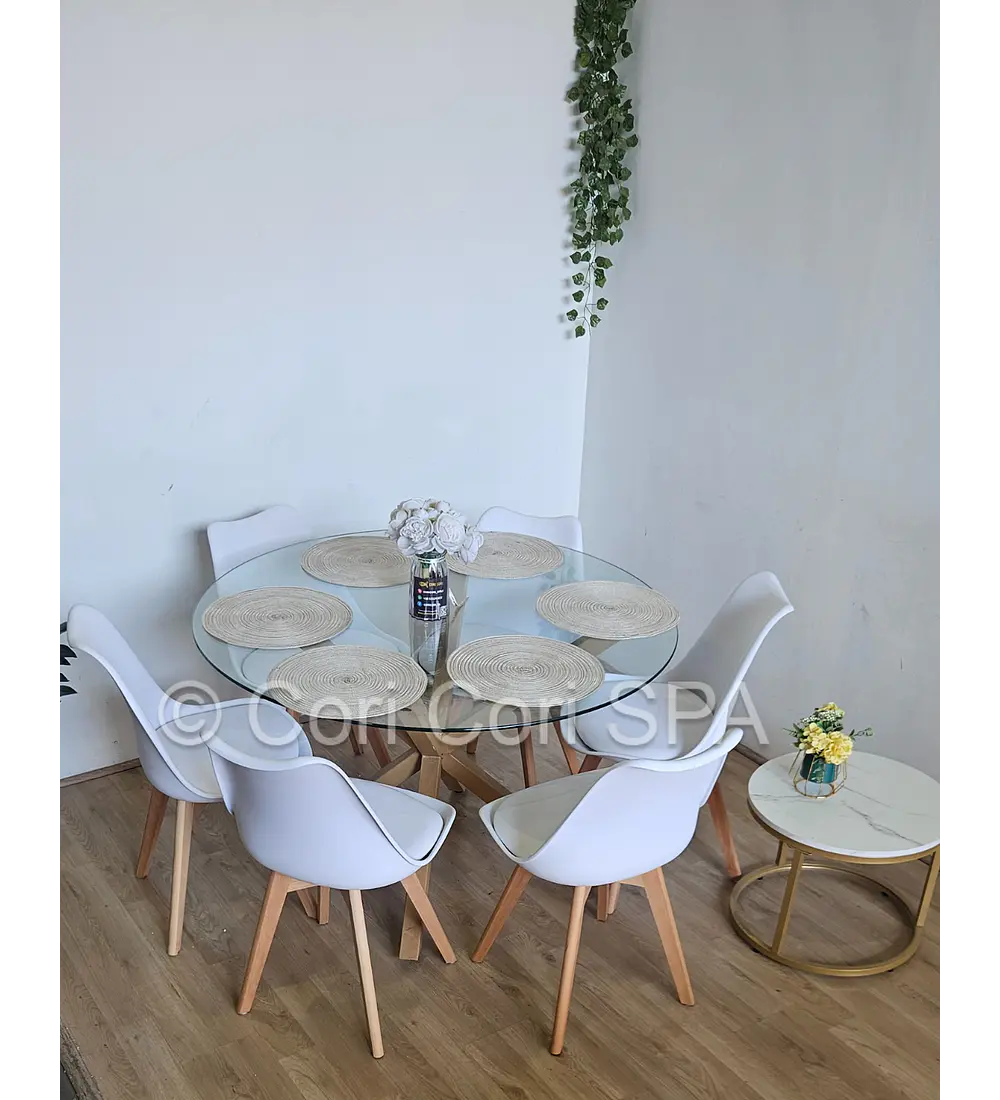 Comedor Warwick 120cm + 6 Sillas Tulip