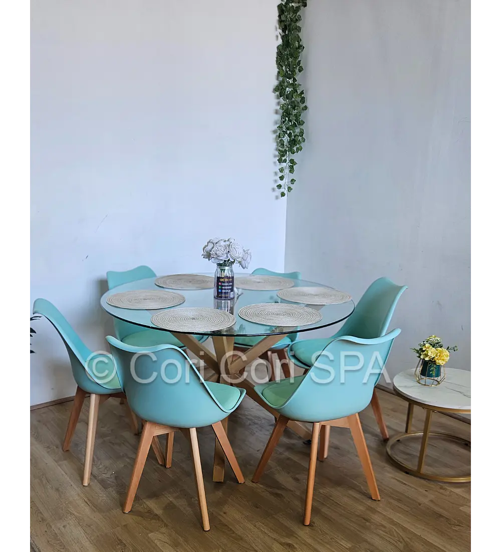 Comedor Warwick 120cm + 6 Sillas Tulip