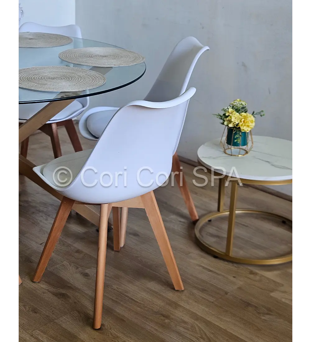 Comedor Warwick 120cm + 6 Sillas Tulip