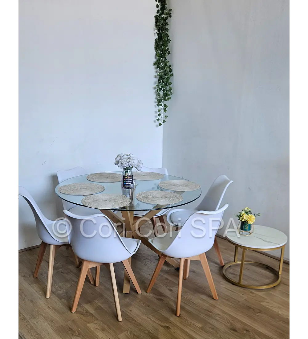 Comedor Warwick 120cm + 6 Sillas Tulip