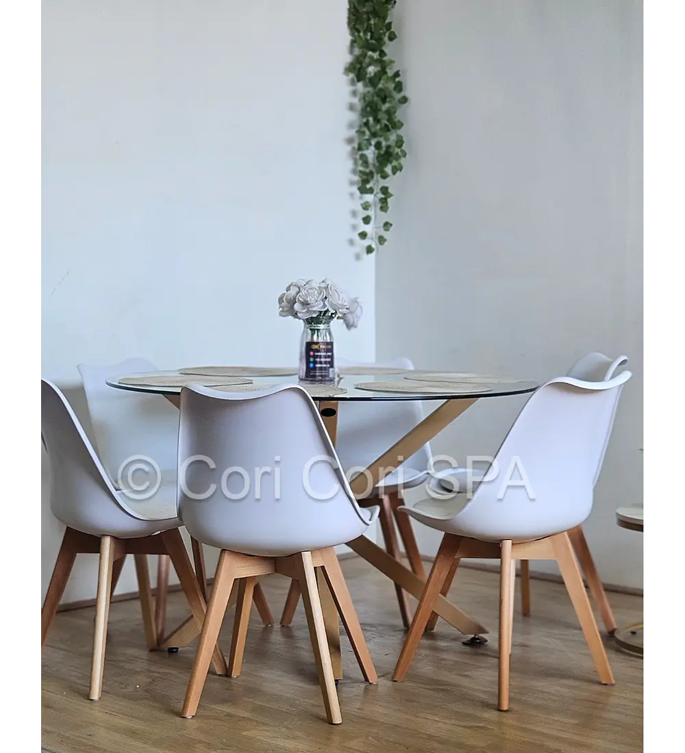 Comedor Warwick 120cm + 6 Sillas Tulip