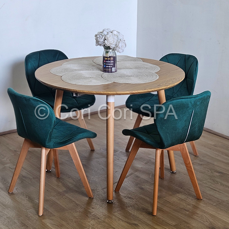 Comedor Mesa Expandible (100 - 180cms) + 4 Sillas Mariposa Velvet 20