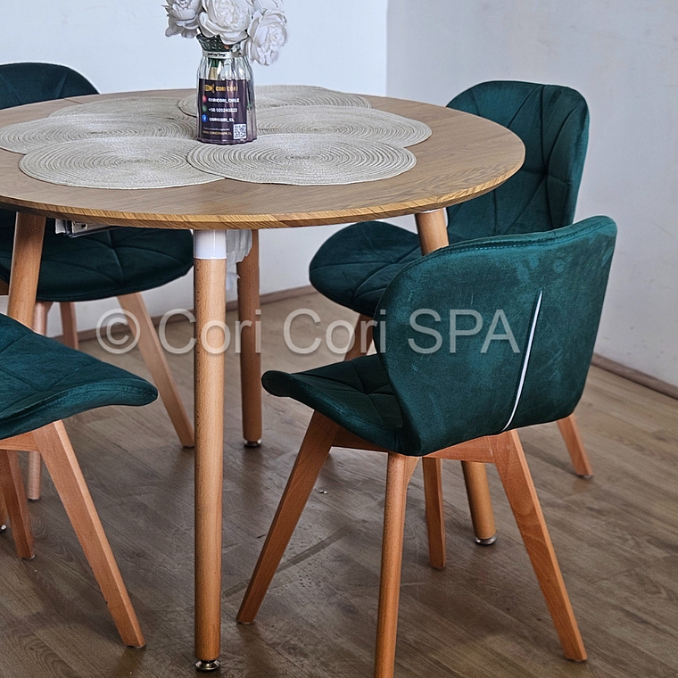 Comedor Mesa Expandible (100 - 180cms) + 4 Sillas Mariposa Velvet 21