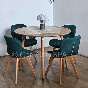 Comedor Mesa Expandible (100 - 180cms) + 4 Sillas Mariposa Velvet