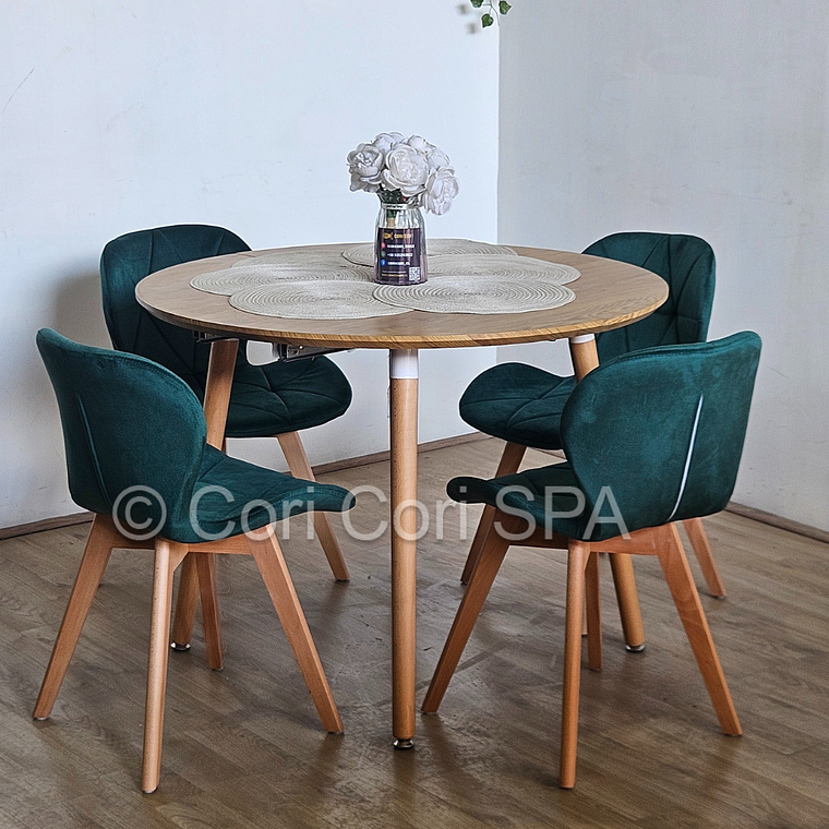Comedor Mesa Expandible (100 - 180cms) + 4 Sillas Mariposa Velvet 1