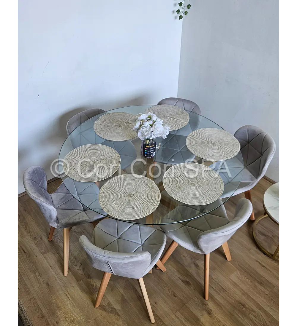 Comedor Warwick 120Cms + 6 Sillas Mariposa Velvet