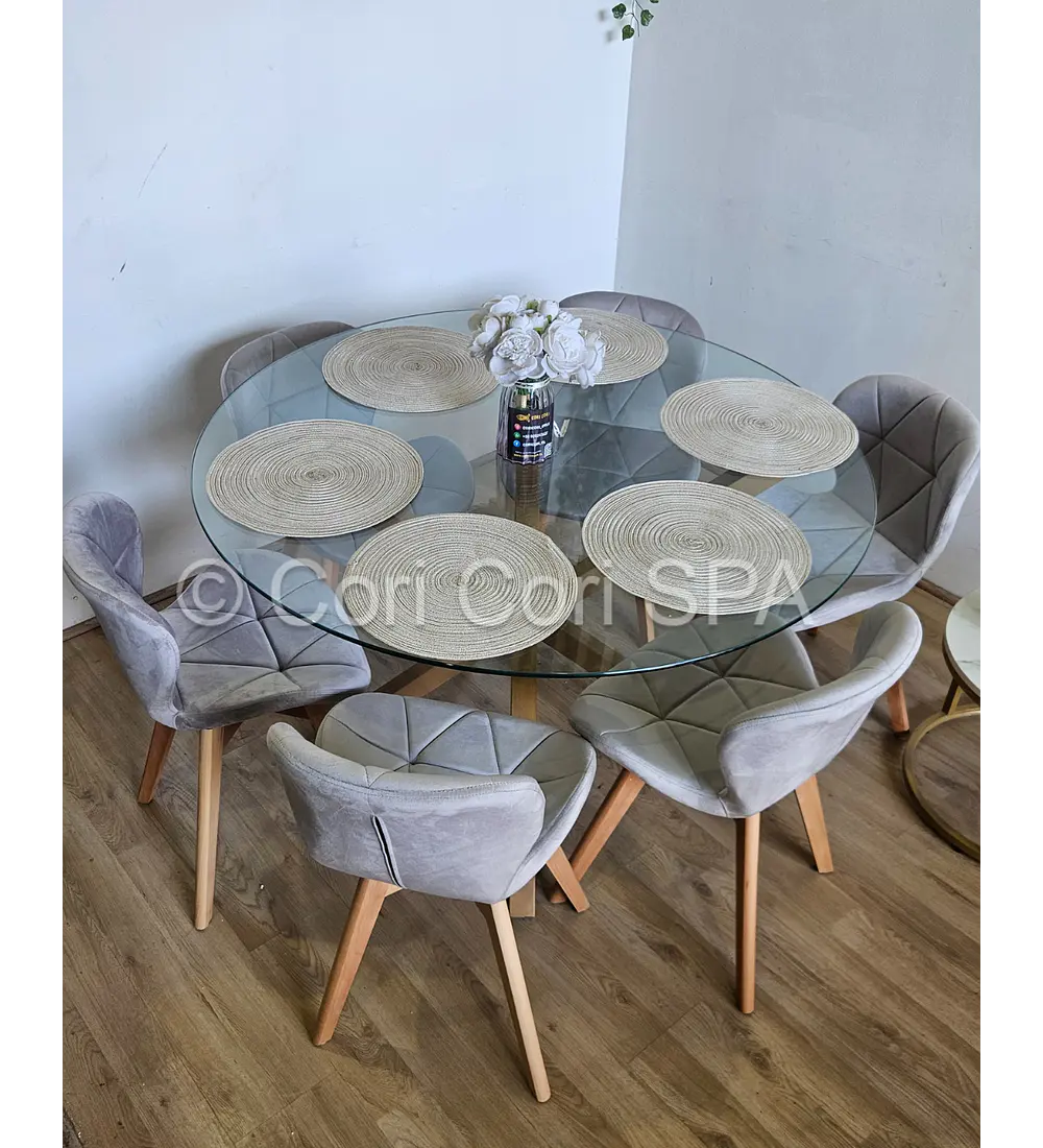Comedor Warwick 120Cms + 6 Sillas Mariposa Velvet