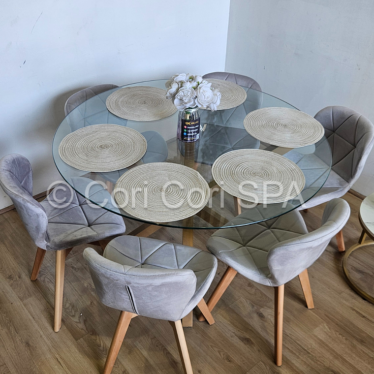 Comedor Warwick 120Cms + 6 Sillas Mariposa Velvet 17
