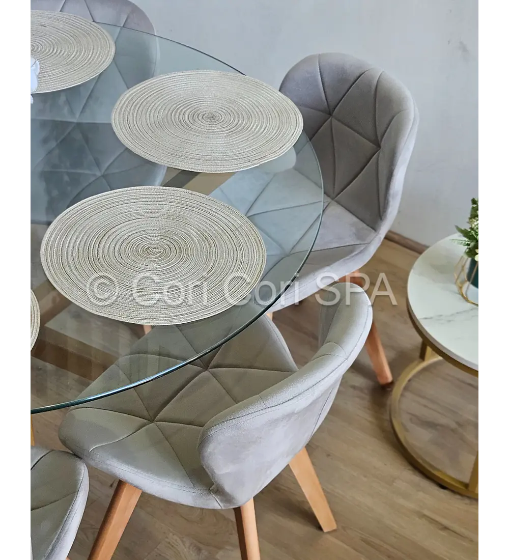Comedor Warwick 120Cms + 6 Sillas Mariposa Velvet