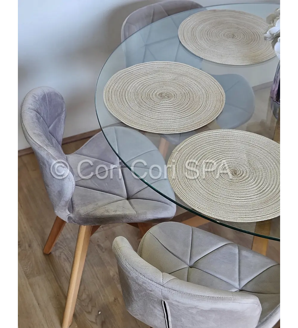 Comedor Warwick 120Cms + 6 Sillas Mariposa Velvet