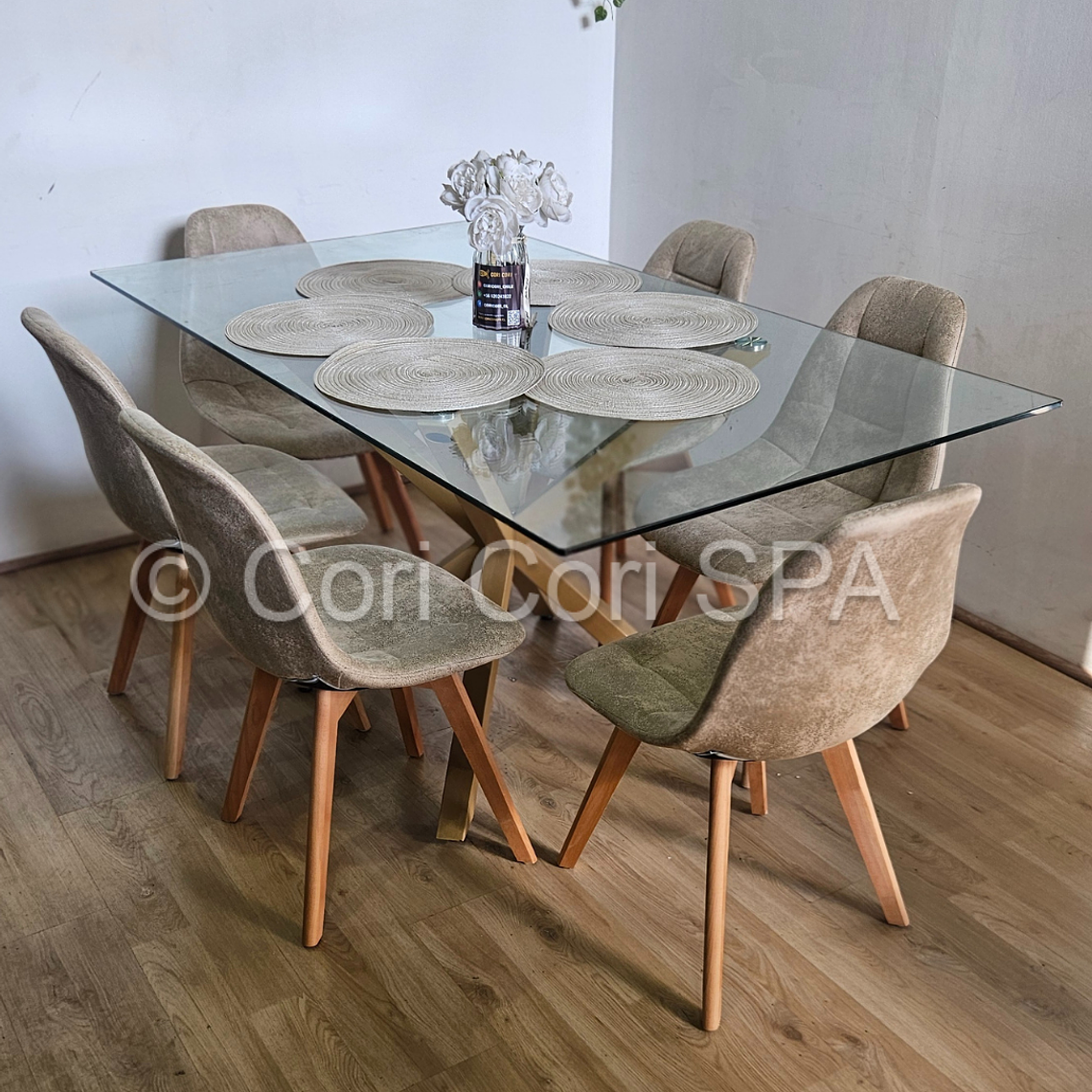 Comedor Madrid 140x80cms + 6 Sillas Capitonné Ecocuero Vintage 10