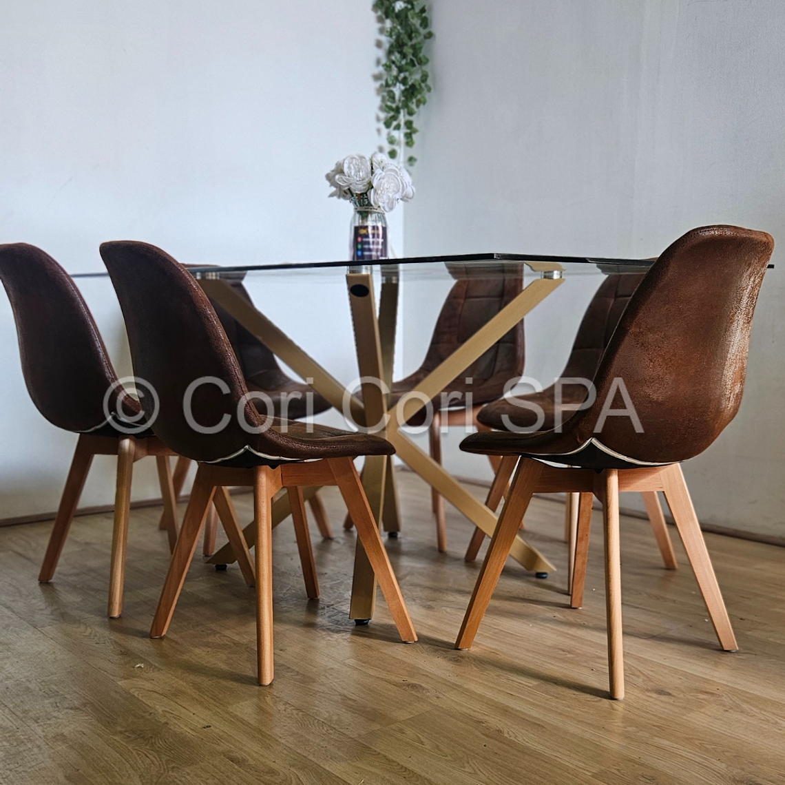 Comedor Madrid 140x80cms + 6 Sillas Capitonné Ecocuero Vintage 3