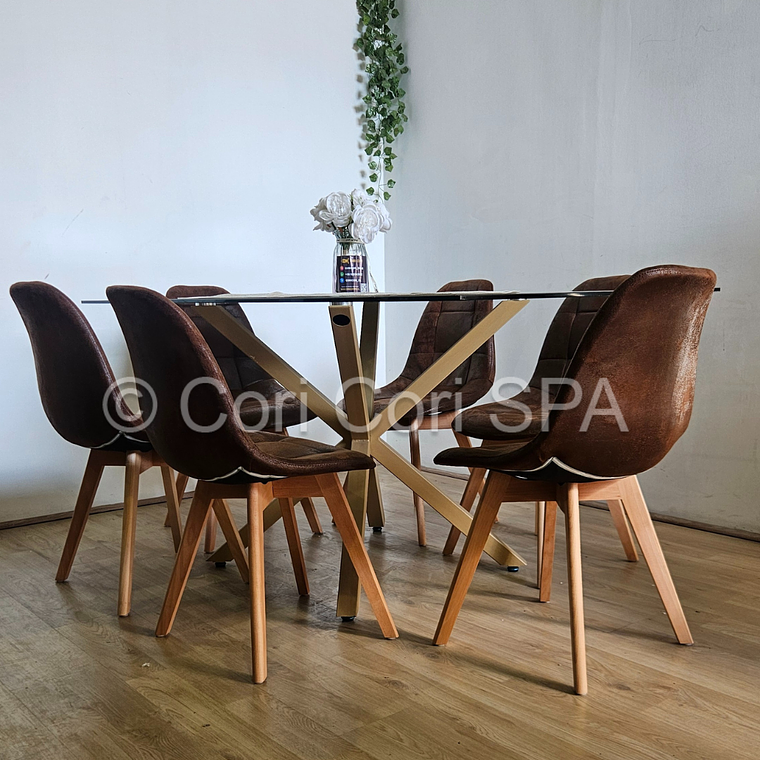 Comedor Madrid 140x80cms + 6 Sillas Capitonné Ecocuero Vintage 5