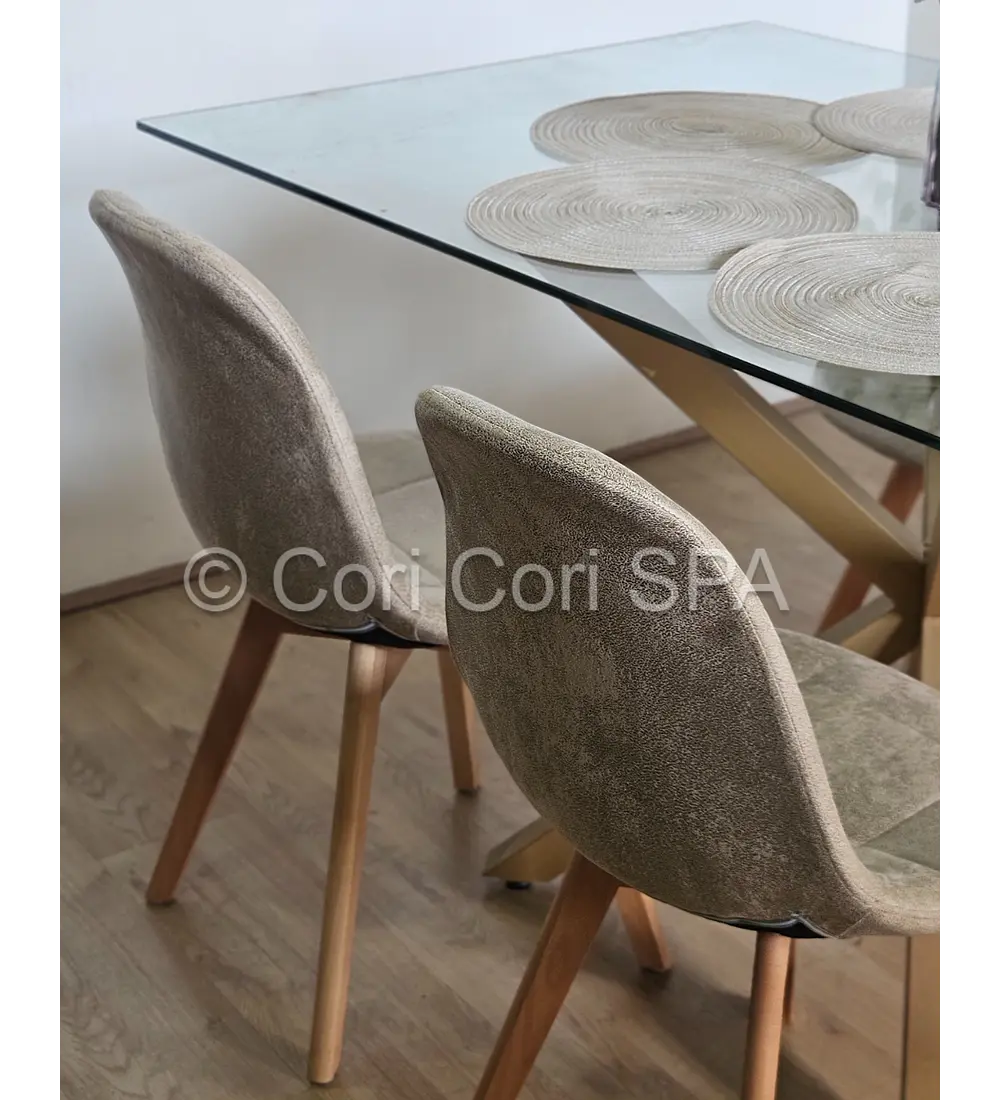 Comedor Madrid 160x90cms + 6 Sillas Capitonné Ecocuero Vintage