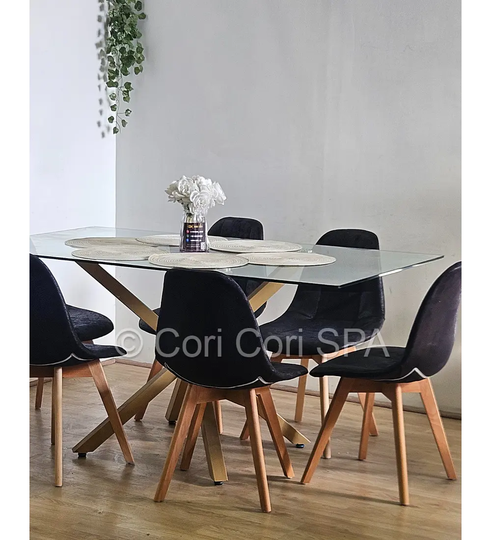 Comedor Madrid 160x90cms + 6 Sillas Capitonné Ecocuero Vintage