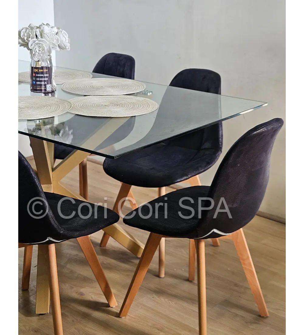 Comedor Madrid 160x90cms + 6 Sillas Capitonné Ecocuero Vintage