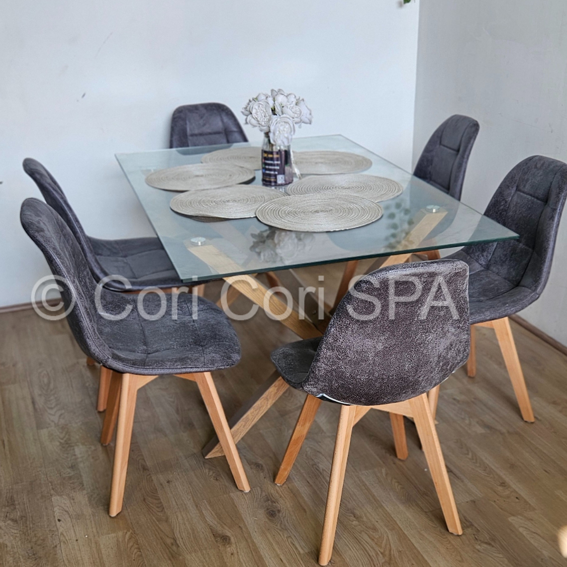 Comedor Medlock 140 x 90cm + 6  Sillas Capitonne Ecocuero Vintage 3